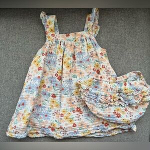 Angel Dear cotton muslin dress with matching diaper cover, size 18-24 months
